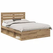 Vidaxl Konstrukcija postelje Oreh 140 x 190 cm Masivno borovo les
