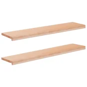 vidaXL Okenske police 2 kos Naravna 110 x 30 x 2 cm Trda bukovina