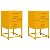 Vidaxl Nočna omarica 2 kosa gorčično rumena 36x39x60,5 cm jeklo