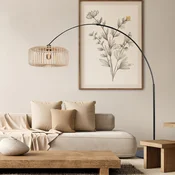 Steinhauer Stoječa svetilka Sparkled Light, črna/naravni bambus, 240 cm - Dnevna soba/jedilnica - črna, svetlo lesena - Kovina