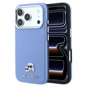 Karl Lagerfeld PU Grained Semi Wrap K&CH Heads MagSafe zadnji ovitek za iPhone 18 Pro moder