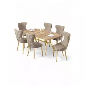 HANAH HOME Rasklopivi trpezarijski sto i stolice (7 delova) Esla Hrast Gold Cappuccino