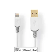 Nedis Lightning kabel | USB 2.0 | Apple Lightning, 8-polni | USB-A moški | 480 Mbps | Pozlačeno | 1,00 m | Okrogla | PVC | Siva/bela | Škatla z okencem