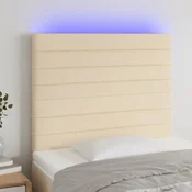 Vidaxl vidaXL Vzglavje postelje z LED zaslonom, kremno, 100x5x118/128 cm, blago