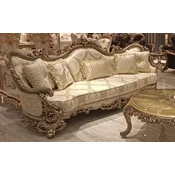 Casa Padrino luxury baroque living room sofa with pattern gold/gray - Handmade baroque style sofa - Luxury living room furniture in baroque style - Baroque furniture - Noble & Magnificent