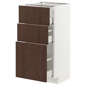 METOD / MAXIMERA Podni element s 3 fioke, bela/Sinarp smeda, 40x37 cm