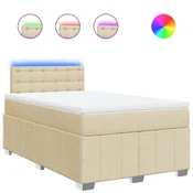 Vidaxl Box spring postelja z vzmetnico krem 120x200 cm blago