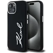 slomart Etui Karl Lagerfeld Silicone Metal Script Logo za iPhone 15 - črno