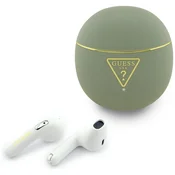 Bluetooth slušalke Guess Script Print - TWS, Bluetooth 6.0, IPX5 - khaki