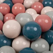 shumee KiddyMoon plastične kroglice 7 cm temno turkizno-pastelno bež-zeleno-sivo-lososovo 300 igrač, komplet žogic