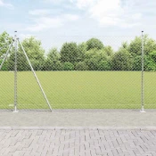 Vanjska lancana ograda s betonskom podlogom 10 x 1,6 m Srebrna