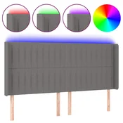 Vidaxl LED posteljno vzglavje temno sivo 183x16x118/128 cm blago