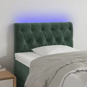 Vidaxl vidaXL Vzglavje postelje z LED diodo temno zeleno 80x7x78/88 cm žametno
