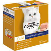 Gourmet Gold Multipack paštiky s hovezím, tunákem, játry a krutou 96 x 85 g