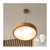 Brilagi - LED RGBW prigušiva luster CARVALHO 3xE27/15W/230V Wi-Fi hrast precnika 47,5 cm