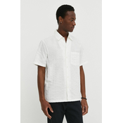 Pamucna košulja Marc OPolo za muškarce, boja: bijela, regular, s klasicnim ovratnikom