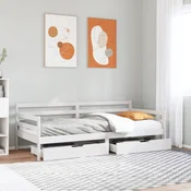 shumee vidaXL Dnevna postelja s predali, 90x200 cm, borovina