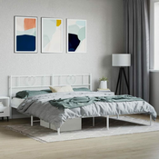 Greatstore Kovinski posteljni okvir z vzglavjem bel 200x200 cm