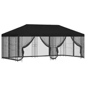 Vidaxl Paviljon s stenami 6 x 3 m Črna Poliester in jeklo 190