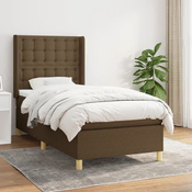 Greatstore Box spring postelja z vzmetnico temno rjava 100x200 cm blago