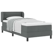 Vidaxl Postelja z vzmetnico z vzmetnico Temno siva 100 x 200 cm blago