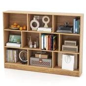Costway 3-nadstropni organizator 10-kockna knjižna polica 140 cm naravna