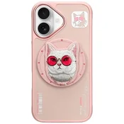 slomart Etui Nimmy Glasses Cool Cat MagSafe za iPhone 16 - roza