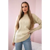 Pullover sweater with fashionable beige fabric