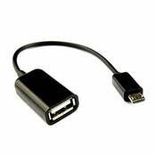 Northix Kabel USB na mikro USB - vgrajen adapter OTG - črn