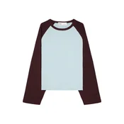 Bershka Majica pastelno modra / temno rjava