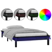Vidaxl LED posteljni okvir črn 90x200 cm trden les