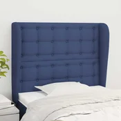 vidaXL Vzglavje z ušesi modro 83x23x118/128 cm blago