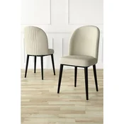 Hanah Home set trpezarijskih stolica Aste 8 kom, krem tkanina Babyface, crne metalne noge