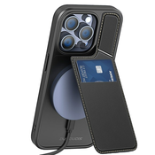 Premium ovitek Rafi II za iPhone 15 Pro z Magsafe tehnologijo in RFID denarnico - črn