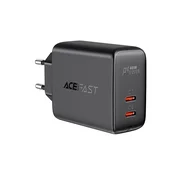 shumee Stenski polnilnik 2x USB-C 40W PPS PD QC 3.0 AFC FCP črne barve