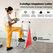 Northix 3-stopenjska zložljiva aluminijasta lestev, nedrseča, prenosna
