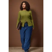 Trendyol Curve Ženska bluza Tbbaw26Af00028, Kaki