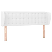 Vidaxl Vzglavje z ušesi belo 147x23x78/88 cm umetno usnje