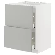 METOD / MAXIMERA Pod.elem.grej.ploca/2front/2fiok, bela/Havstorp svetlosiva, 60x60 cm