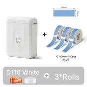 KJB Bluetooth tiskalnik nalepk D110, bel, 3 role 12 x 40 mm, modre