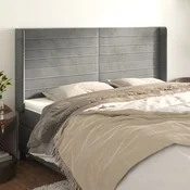 vidaXL Vzglavje z ušesi svetlo sivo 183x16x118/128 cm žamet