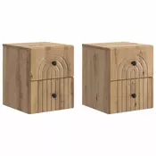 vidaXL Stenski nočni omarici 2 pcs Artisan hrast 33 x 34,5 x 40 cm