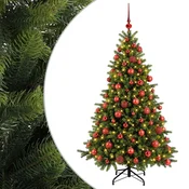 Vidaxl Umetna božična jelka z bučko 180 cm 300 LED Toplo bela