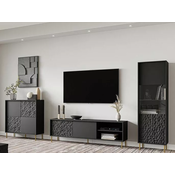 Dnevni boravak Houston F105 Zlatna, Crna, Sa TV stolom, S dodatnom opremom, Pojedinacni dijelovi, Medijapan, Laminirani iveral