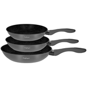Cheffinger Cheffinger, Komplet 3 ponev 20/24/28 cm z marmornim premazom in silikonskim ro?ajem, Temno siva, (21553005)