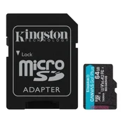 KINGSTON 64GB microSDXC Canvas Go Plus Gen4 200MB/s A2 U3 V30 kartica + adapter