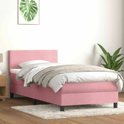 vidaXL vidaXL Box spring postelja z vzmetnico roza 90x220 cm žamet, (21791104)
