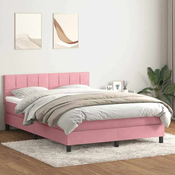 vidaXL vidaXL Box spring postelja z vzmetnico roza 160x220 cm žamet, (21791779)