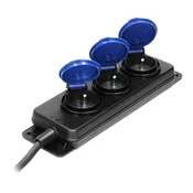 Trpežna, vodoodporna razdelilna vtičnica, 3 vtičnice 2P+E, IP44, gumijasti kabel, H05RR-F 3x1.5mm?, 5 m