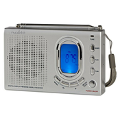 Prenosni radio NEDIS/ AM/ FM/ SW/ baterija/ omrežno napajanje/ digitalni/ 1,5 W/ budilka/ stikalo z